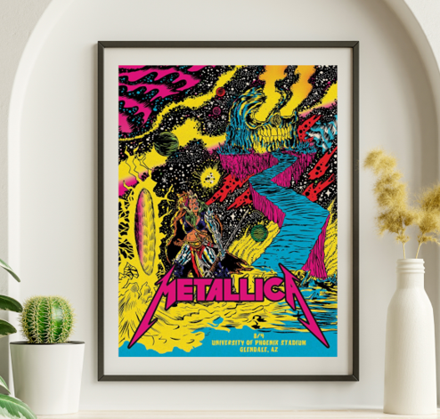 Metallica - Univ Phoenix Stadium Glendale AZ August 4 2017 - Live Concert Poster Wall Art Print - 158021