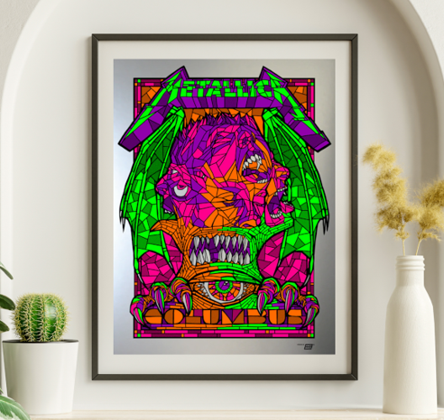 Metallica - Mapfre Stadium Columbus, OH May 21 2017 CHROME VARIANT - Live Concert Poster Wall Art Print - 158027