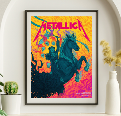 Metallica - Bankers Life Fieldhouse Indianapolis IN March 11 2019 - Live Concert Poster Wall Art Print - 158031