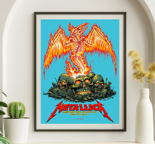 Metallica - Suntrust Park Atlanta GA July 9, 2017 BLUE VARIANT - Live Concert Poster Wall Art Print - 158097