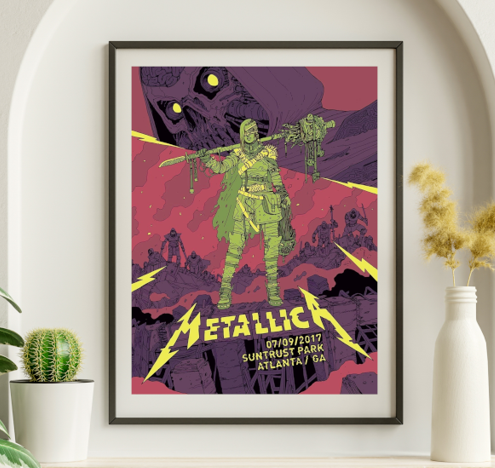 Metallica - Suntrust Park Atlanta GA July 9, 2017 - Live Concert Poster Wall Art Print - 158106