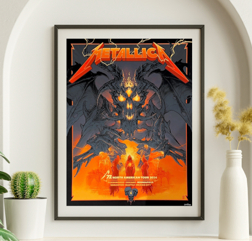 Metallica - North American Tour 2024 Minneapolis - Live Concert Poster Wall Art Print - 158181