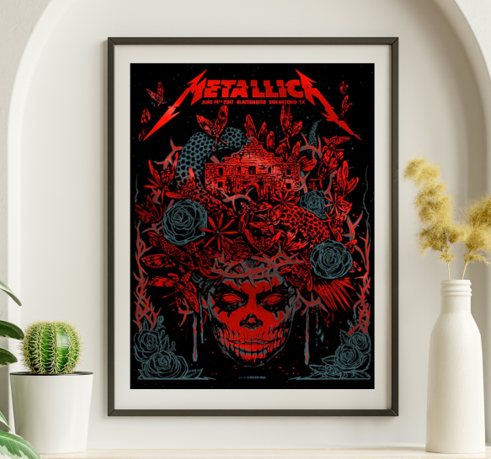 Metallica - Alamodome San Antonia TX June 14 2017 RED FOIL - Live Concert Poster Wall Art Print - 158206