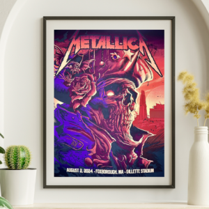 Metallica - Gillette Stadium Foxborough MA August 2 2024 - Live Concert Poster Wall Art Print - 158269