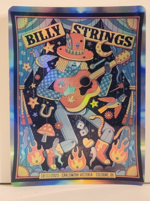 Billy Strings - Carlswerk Victoria Cologne DE October 11 2023 - Live Concert Poster Vinyl Foil STICKER - 112047s