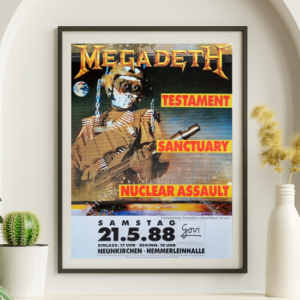 Megadeth 88-05-21 Neunkirchen Hemmerleinhalle Germany - Live Concert Poster Wall Art Print - 227002