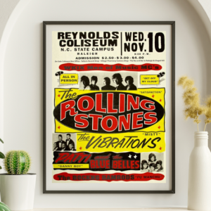 Rolling Stones - Reynolds Coliseum NC November 10 1965 - Live Concert Poster Wall Art Print - 183006
