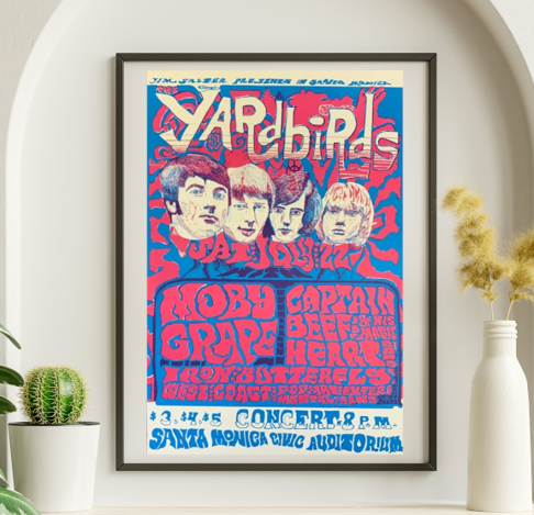 Yardbirds - Santa Monica CA July 22 1967 – Live Concert Poster Wall Art Print - 150001