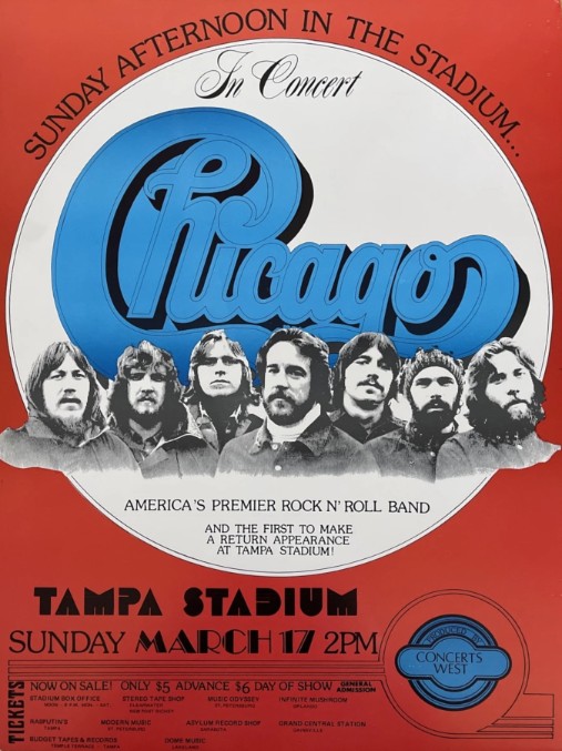 Chicago - Tampa Stadium FL March 17 1974 - Live Concert Poster Wall Art Print - 123002 - Image 2