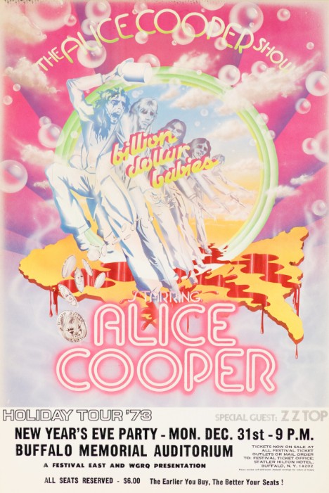 Alice Cooper w ZZ Top Buffalo Memorial Auditorium NY December 31 1973 – Live Concert Poster Wall Art Print - 254003 - Image 2