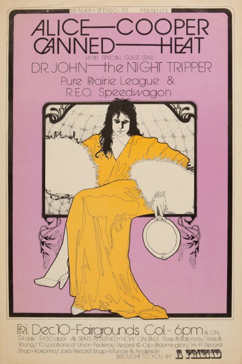 Alice Cooper w Canned Heat - Fairgrounds Coliseum Indianapolis IN December 10 1971 – Live Concert Poster Wall Art Print - 254007 - Image 2