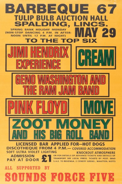 Jimi Hendrix w Cream Pink Floyd Tulip Bulb Barbeque Festival Spalding May 27 1967 – Live Concert Poster Wall Art Print - 256012 - Image 2