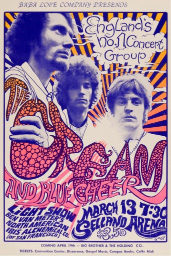 Cream - Selland Arena Fresno CA March 13 1968 – Live Concert Poster Wall Art Print - 257001 - Image 2