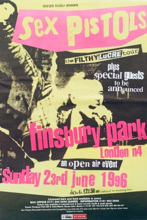 Sex Pistols - Finsbury Park London June 23 1996 – Live Concert Poster Wall Art Print - 259001 - Image 2
