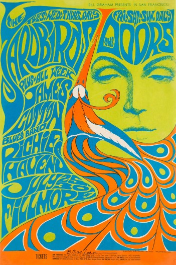 The Doors w Yardbirds Fillmore SF CA July 25 1967 BG-75 - Live Concert Poster Wall Art Print -133009 - Image 2