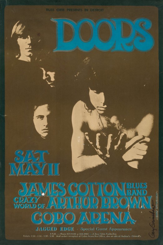 Doors - Cobo Arena Detroit MI May 11 1968 - Live Concert Poster Wall Art Print - 133015 - Image 2