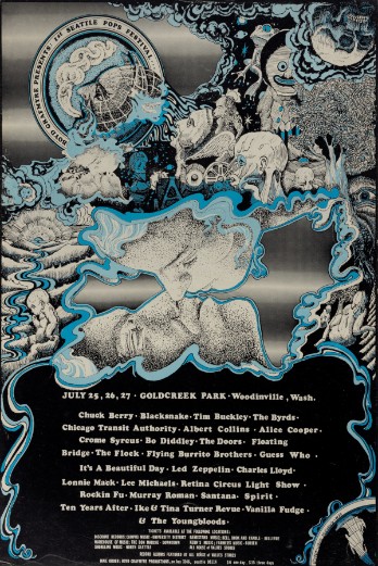 Led Zeppelin Doors Alice Cooper - Seattle Pop Festival Seattle WA July 25 1969 - Live Concert Poster Wall Art Print - 156031 - Image 2