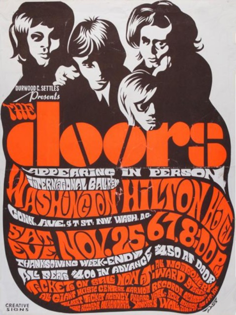 Doors - Washington Hilton WA November 25 1968 - Live Concert Poster Wall Art Print - 133004 - Image 2