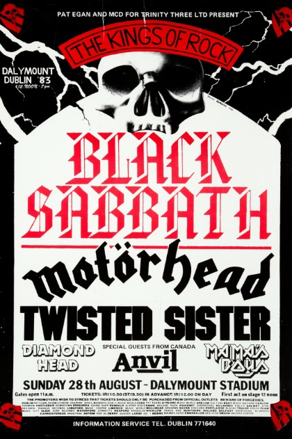 Black Sabbath w Twisted Sister Motorhead - Dalymount Stadium Dublin Ireland August 28 1983 - Live Concert Poster Wall Art Print - 117016 - Image 2