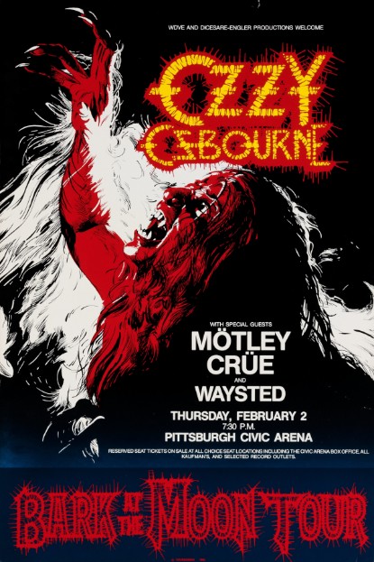 Ozzy Osbourne w Motley Crue Pittsburgh Civic Arena PA February 2 1984 - Live Concert Poster Wall Art Print - 267003 - Image 2