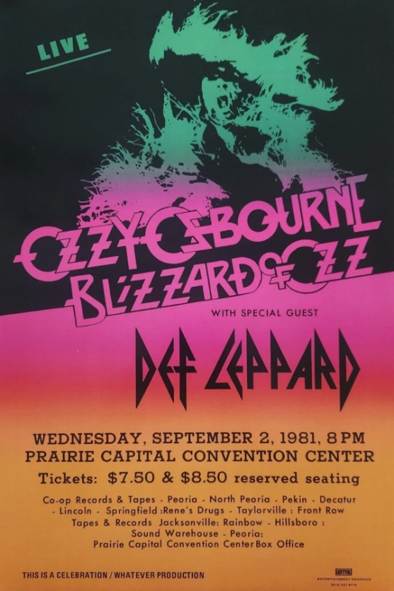 Ozzy Osbourne - Prairie Capital Convention Center Springfield IL September 2 1981- Live Concert Poster Wall Art Print - 267016 - Image 2