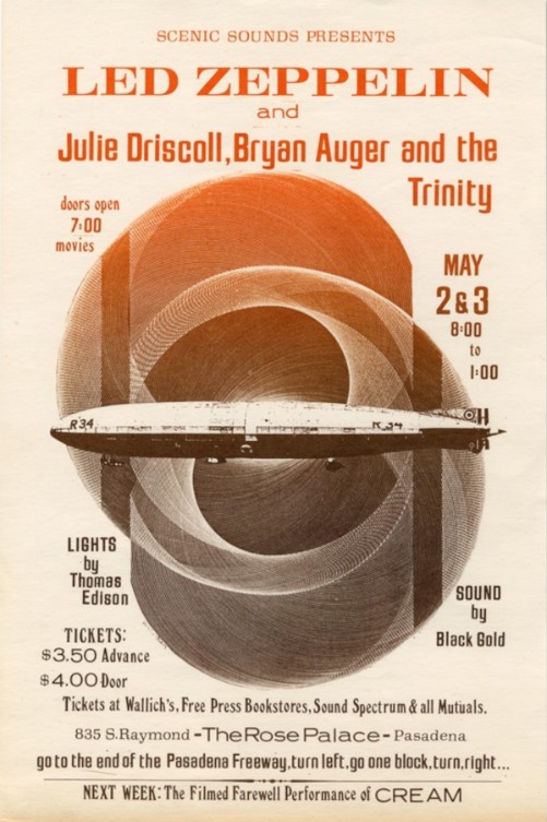 Led Zeppelin - Rose Bowl Pasadena CA May 2, 3 1969 – Live Concert Poster Wall Art Print - 156008 - Image 2