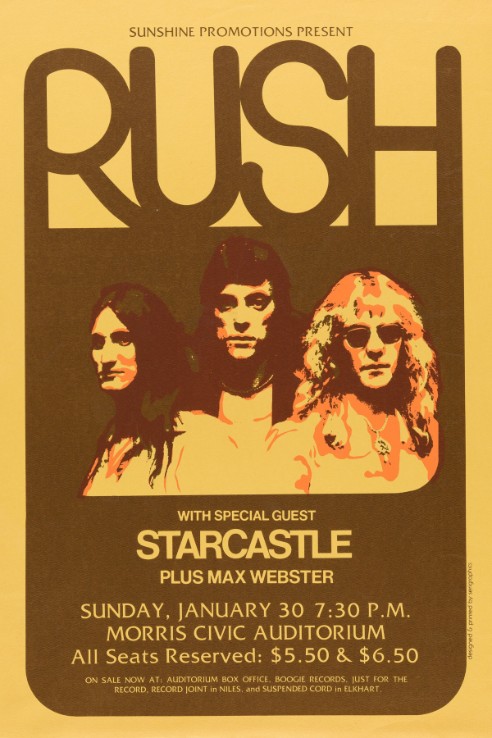 Rush - Morris Civic Auditorium South Bend IN January 30 1977 - Live Concert Poster Wall Art Print - 253005 - Image 2