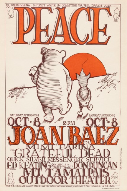 Grateful Dead - Mt Tamalpais Marin CA Peace Pooh October 8 1966 - Live Concert Poster Wall Art Print - 142064 - Image 2