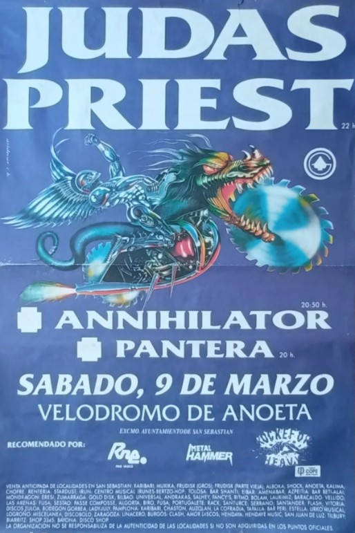 Judas Priest w Pantera - Velodromo San Sebastián Spain March 1 1991 – Live Concert Poster Wall Art Print - 264001 - Image 2