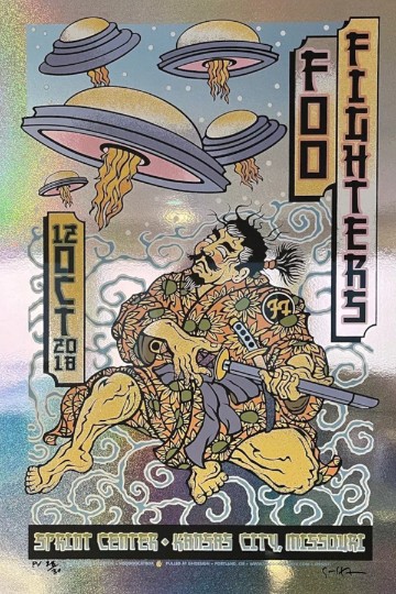 Foo Fighters - Sprint Center Kansas City MO October 12 2018 FOIL-2 – Live Concert Poster Wall Art Print - 137010 - Image 2