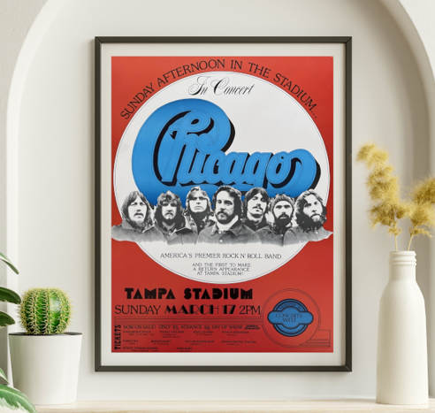 Chicago - Tampa Stadium FL March 17 1974 - Live Concert Poster Wall Art Print - 123002