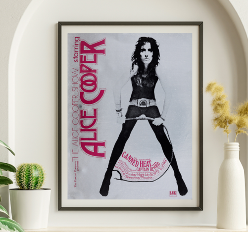 Alice Cooper w Canned Heat Manzanita Speedway Phoenix AZ July 16 1972 – Live Concert Poster Wall Art Print - 254002
