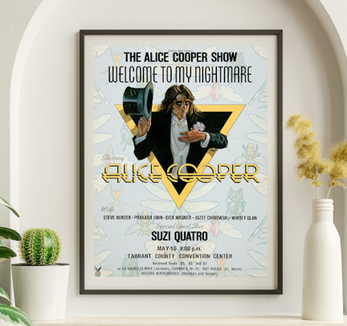 Alice Cooper - Tarrant Stadium Fort Worth TX May 16 1975 – Live Concert Poster Wall Art Print - 254010