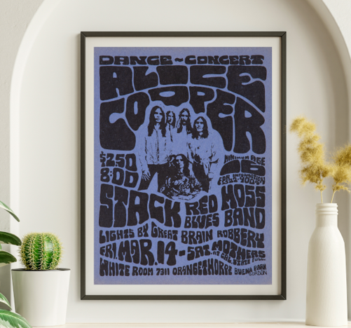 Alice Cooper - White Room Buena Park CA March 14 1969 – Live Concert Poster Wall Art Print - 254016