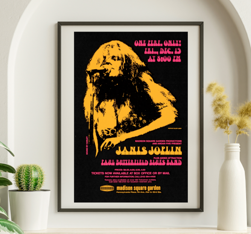 Janis Joplin - Madison Square Garden NY December 19 1969 – Live Concert Poster Wall Art Print - 265002