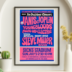 Janis Joplin - Sicks Stadium Seattle WA July 5 1970 – Live Concert Poster Wall Art Print - 265007