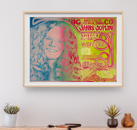 Janis Joplin - Vulcan Gas Co San Antonio TX November 21 1968 – Live Concert Poster Wall Art Print - 265011