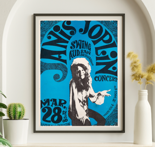 Janis Joplin - Swing Auditorium San Bernardino CA March 28 1969 – Live Concert Poster Wall Art Print - 265013