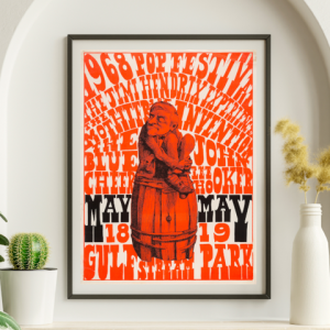 Jimi Hendrix - Gulfstream Park Miami Pop Festival FL-2 May 18 1968 Live Concert Poster Wall Art Print - 256011