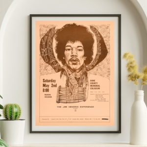 Jimi Hendrix - Dane County Coliseum Madison WI May 2 1970 - Live Concert Poster Wall Art Print - 256020