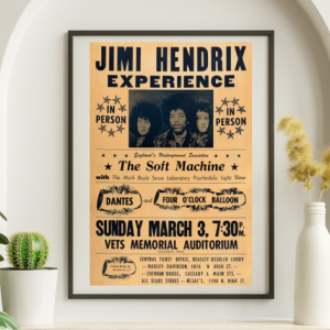 Jimi Hendrix - Vets Memorial Coliseum Columbus OH March 3 1968 – Live Concert Poster Wall Art Print - 256022