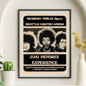 Jimi Hendrix - Seattle Center Arena Seattle WA February 12 1968 - Live Concert Poster Wall Art Print - 156024