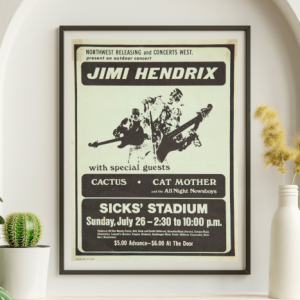Jimi Hendrix - Sicks Stadium Seattle WA July 26 1970 - Live Concert Poster Wall Art Print - 256029