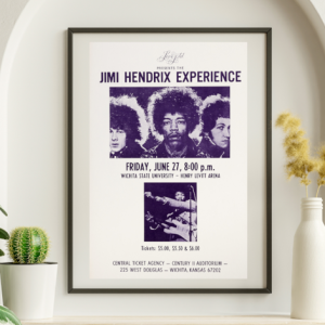 Jimi Hendrix - Wichita College Campus KS June 27 1969 – Live Concert Poster Wall Art Print - 256032