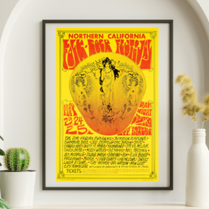 Jimi Hendrix w Doors Led Zeppelin Northern California Folk Rock Fest May 23 1969 – Live Concert Poster Wall Art Print - 256035