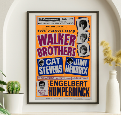 Jimi Hendrix - Spring UK Tour April 8 1967 – Live Concert Poster Wall Art Print - 256037