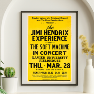 Jimi Hendrix 68-03-28 Xavier University Fieldhouse Cincinnati OH - Live Concert Poster Wall Art Print - 256047