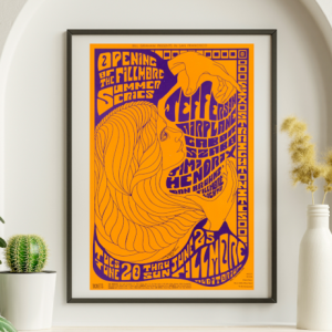 Jimi Hendrix 67-06-20 w Jefferson Airplane Fillmore SF CA BG-69 - Live Concert Poster Wall Art Print - 256050