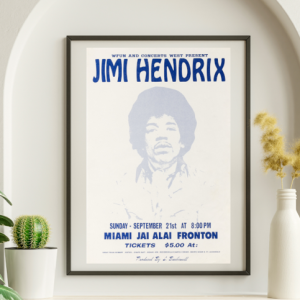 Jimi Hendrix - Jai Alai Fronton Miami FL September 21 1969 - Live Concert Poster Wall Art Print - 256053