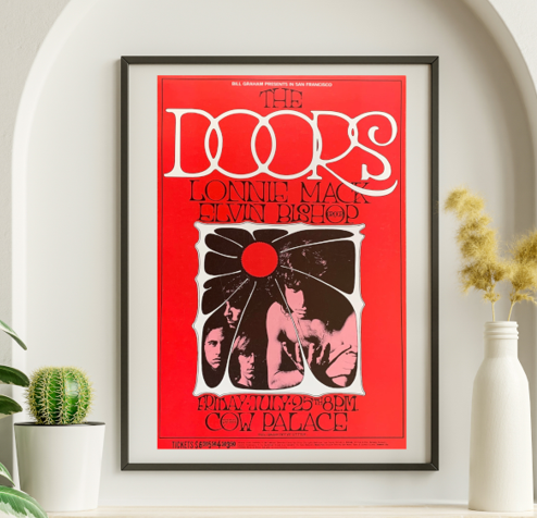 Doors - Cow Palace SF CA July 25 1969 - Live Concert Poster Wall Art Print - 133012